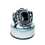 Handmade Bead Embroidered Soutache Bracelet with Onyx Agate