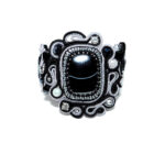 Handmade Bead Embroidered Soutache Bracelet with Onyx Agate