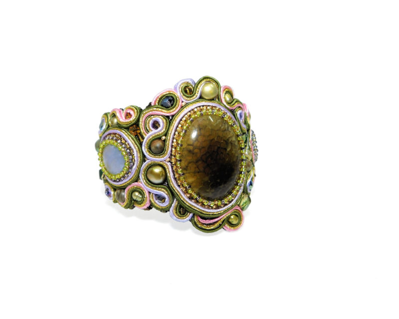 Handmade Soutache Cuff Geen Agate