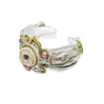 Bead Embroidered Soutache Cuff Bracelet with Shibori Silk