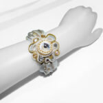 Bead Embroidered Soutache Cuff Bracelet with Shibori Silk