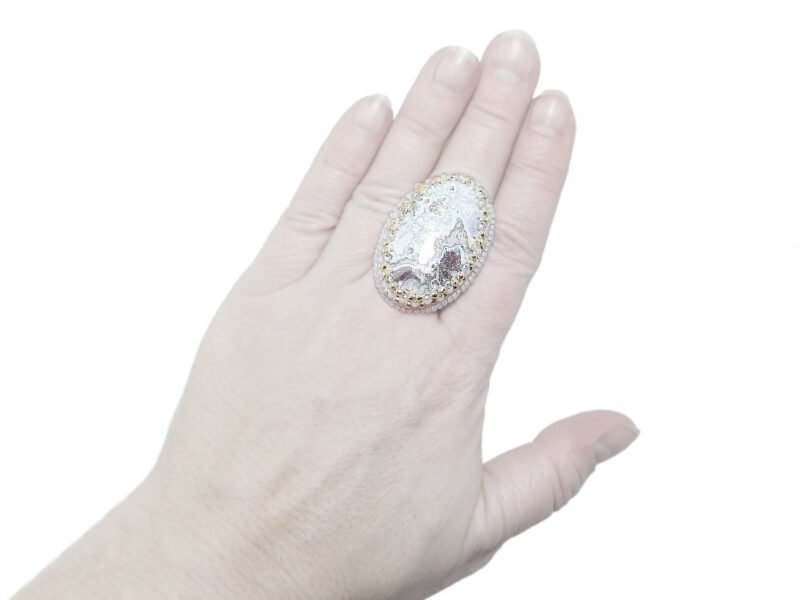 Big White Agate Ring buy