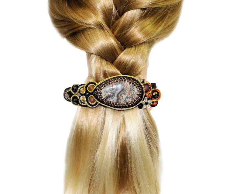 large hair clip ponytail soutache barrette gift long hair girl