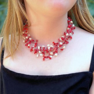 anniversary gift idea red white necklace