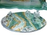 Epoxy Resin Aventurine Geode Tray Coaster Set