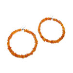 925 Silver Baltic Amber Large Hoop Earrings