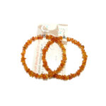 925 Silver Baltic Amber Large Hoop Earrings