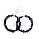 Large Black Onyx Hoop Earrings 925 Sterling Silver