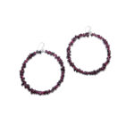 Large burgundy Hoop Earrings 925 Sterling Silver