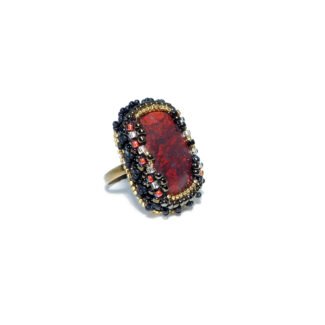 adjustable red black big ring