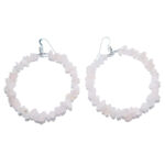 Large rose quartz Hoop Earrings 925 Sterling Silver