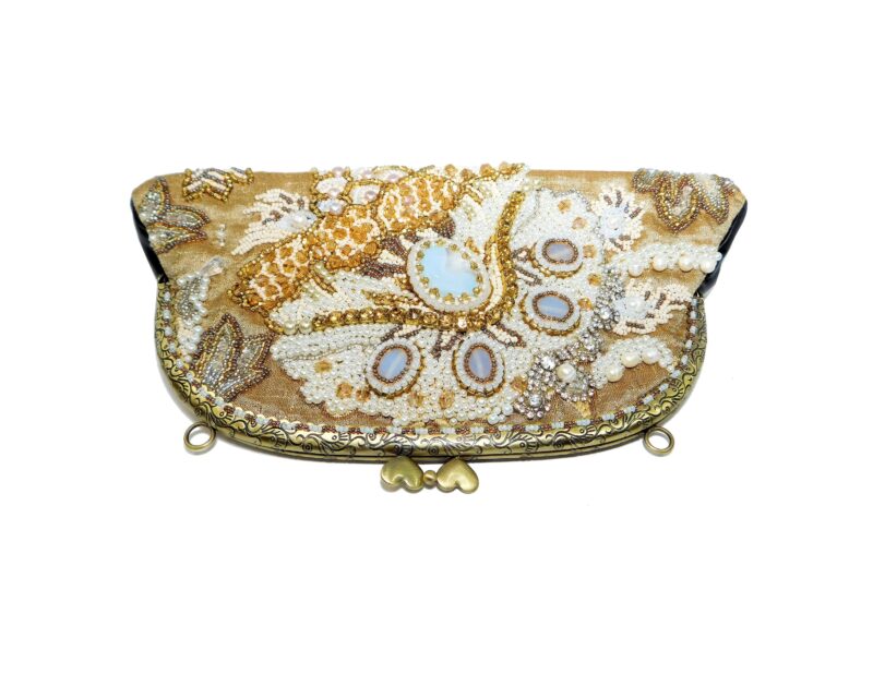 handmade unique purse clutch leather shoulder bag event wedding gold gift