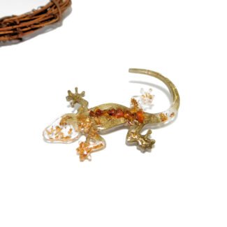 gold amber lizard brooch pin girl teen gift idea