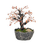 Fall Autumn Carnelian Bonsai in Pot Gemstone Feng Shui Artificial Wire Tree Office Shelf Decor Mantel Centerpiece Gift Beaded Garden