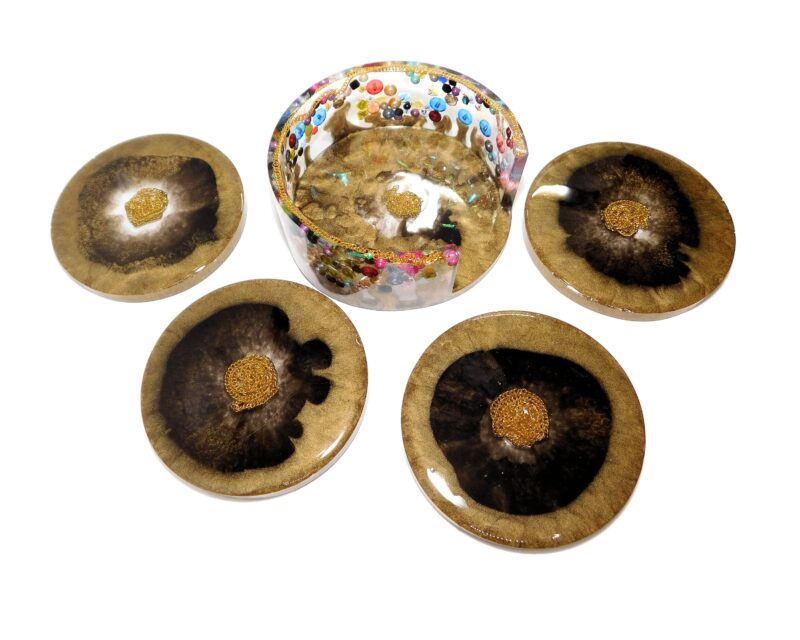 Epoxy dragon tray coasters jar barware drinkware set