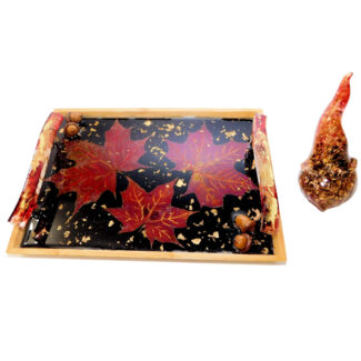 Epoxy resin Canadian souvenir tray coasters jar barware drinkware set maple leaf fall Thanksgiving present housewarming