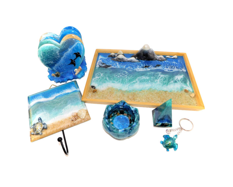 ocean wave epoxy resin set with tray coasters key hanger beach interior decor buy canada