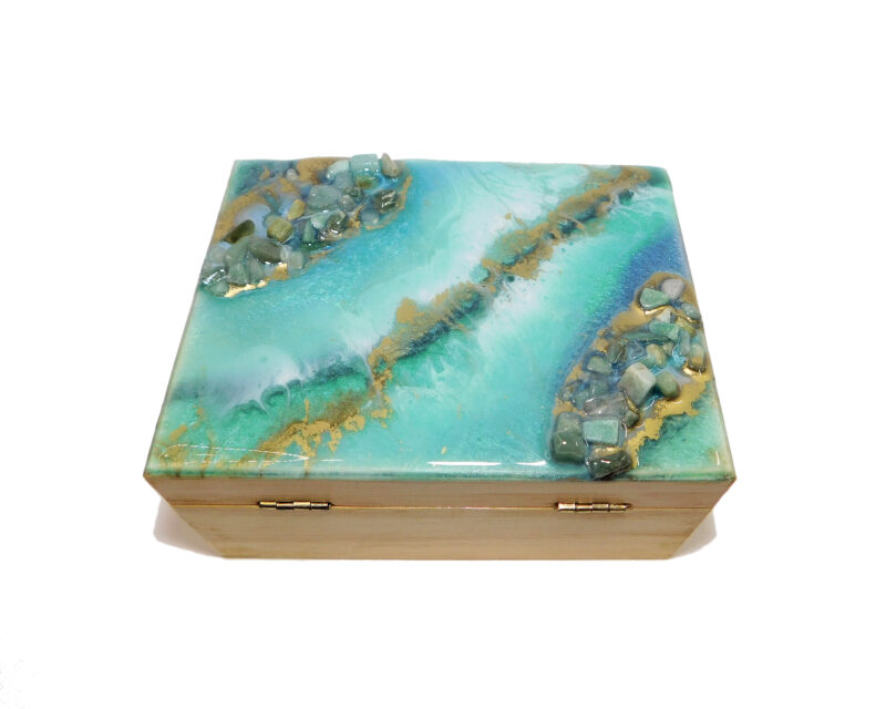 aventurine epoxy resin geode marble jewelry box organizer mirror gemstone Christmas gift interior design buy Canada usa free shipping