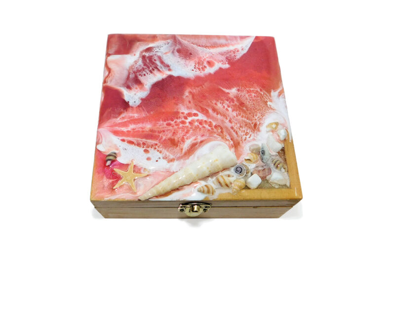 beach ocean wave epoxy resin jewelry box organizer mirror shell sea coastal gift interior design buy Canada usa free shipping