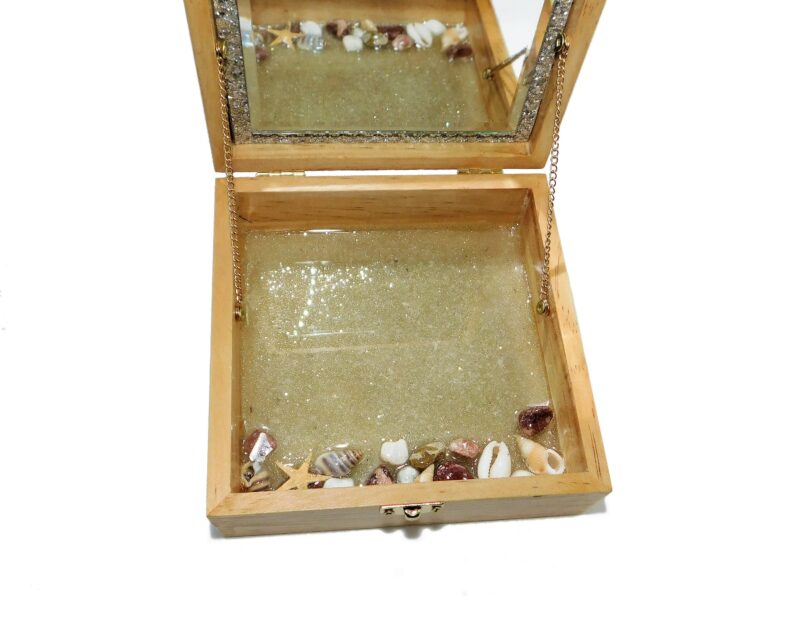 beach ocean wave epoxy resin jewelry box organizer mirror shell sea coastal Christmas gift interior design buy Canada usa free shipping