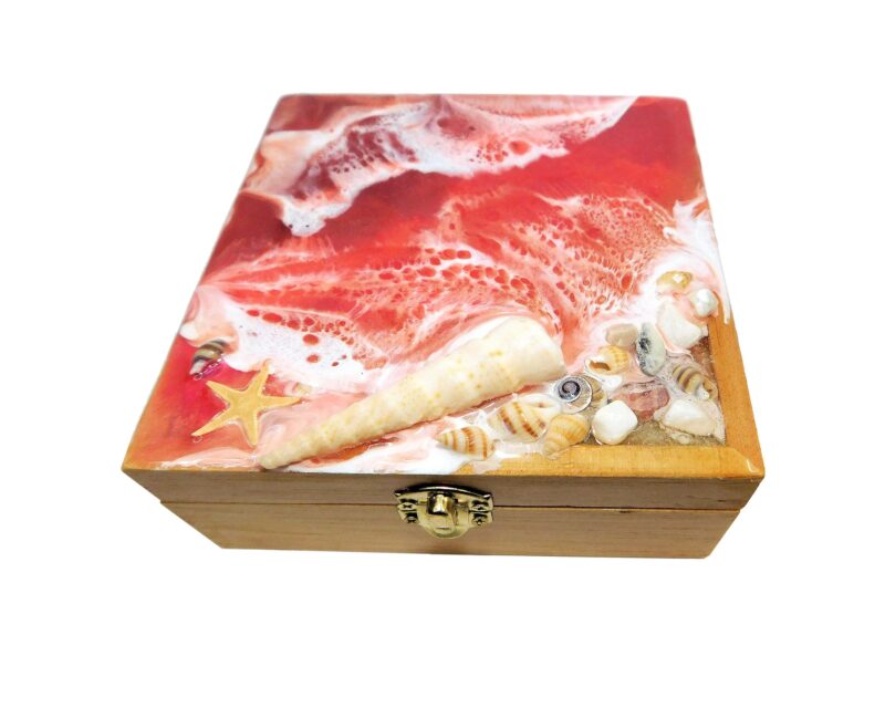 beach ocean wave epoxy resin jewelry box organizer mirror shell sea coastal Christmas gift interior design buy Canada usa free shipping