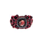 Handmade Bead Embroidered Soutache Bracelet with Jasper Agate Hematite Unique Woman Gift