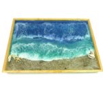 3Pcs Epoxy Resin Gift Set with Tray Ring Holder Sea Turtle Keychain Handbag Charm Tropical Ocean Sea Wave Beach Home Cottage Decor