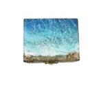 Handmade Small Ocean Wave Epoxy Resin Wooden Jewellery Box Unique Keepsake Trinket Jewelry Ring Organizer Nautical Beach Gift
