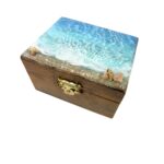 Handmade Small Ocean Wave Epoxy Resin Wooden Jewellery Box Unique Keepsake Trinket Jewelry Ring Organizer Nautical Beach Gift