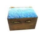 Handmade Small Ocean Wave Epoxy Resin Wooden Jewellery Box Unique Keepsake Trinket Jewelry Ring Organizer Nautical Beach Gift